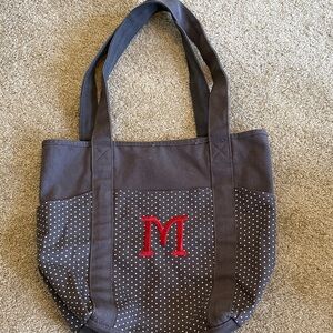Thirty-One Gray Tote with Red Initial